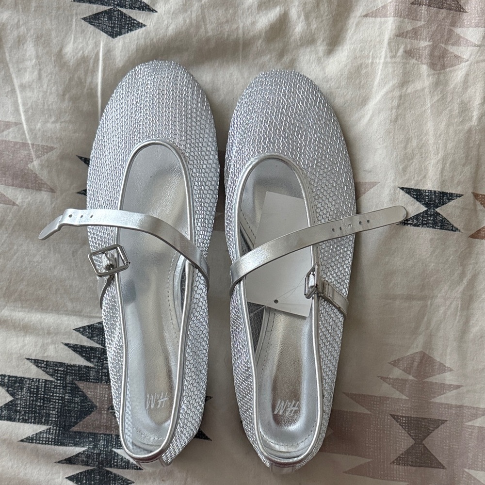 H&M Silver Flats with Strap